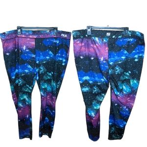 Fila Sport Skimmer Mid Rise Galaxy Space women's Capri Running Tights Size 2X